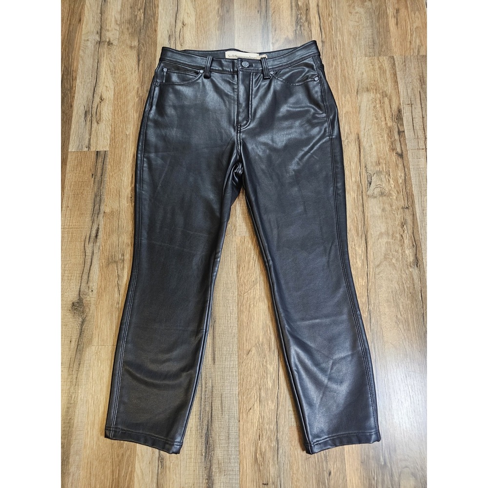 Soft Surroundings Faux Leather Cropped Pants Women's Size 8P Tapered Mid Rise